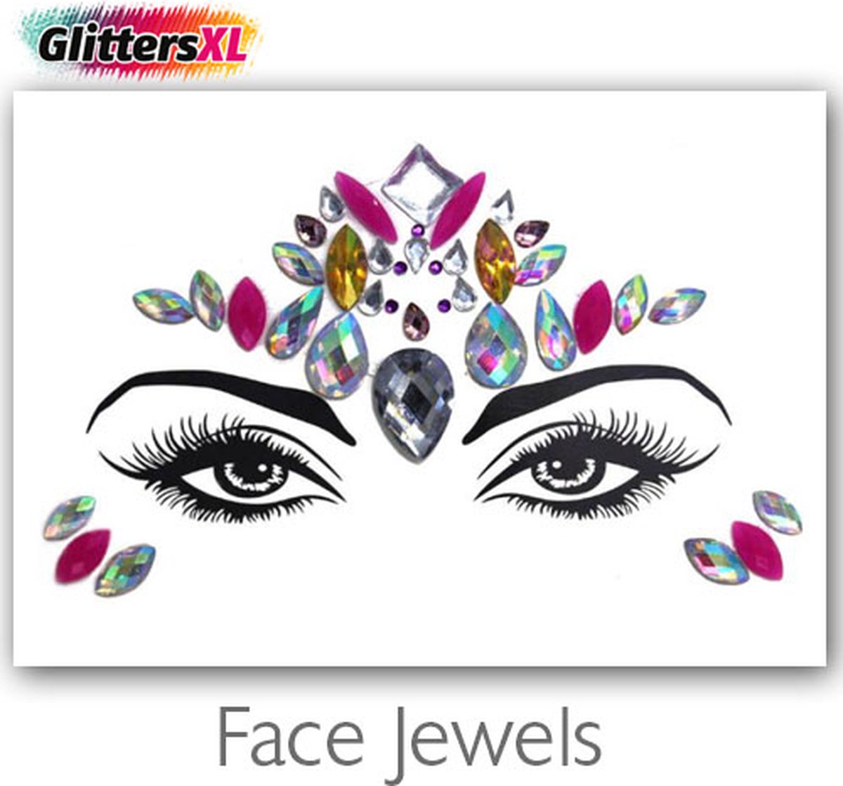 GlittersXL - Festival Diamant Face Jewels (Zilver/Roze) [Dots Strass Steentjes met zelfklevend Plaklaag - Sticker Diamantjes voor Lichaam en Gezicht - Festival tattoo set outfit diamand glitter - Juwelen Face Glitterstiften tattoos kinderen]